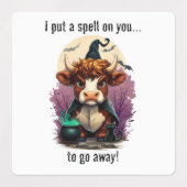 私はあなたに不機嫌な高地の牛の魔女を呪文をかける ラベル (デザイン1)