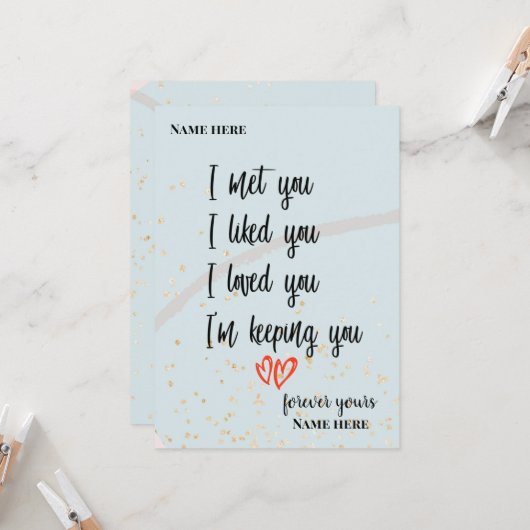 私はあなたに会った私はあなたを愛している私は保あなた カード (正面/裏面インサイチュ)
