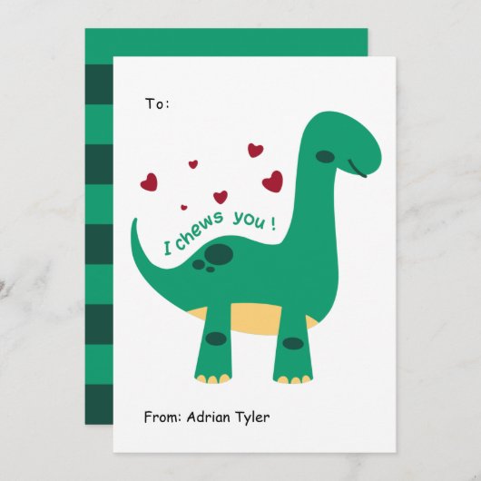 私はあなたに可愛い恐竜の教室バレンタインデーを教える シーズンカード (正面/裏面)