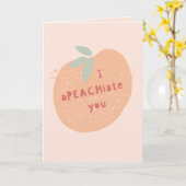 私はあなたに感謝のピーチのグリーティングカード カード (黄色い花)