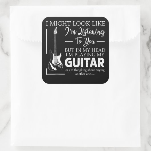 私はあなたに音楽ギター聞を見せているかもしれない スクエアシール (バッグ)