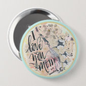 私はあなたのお母さかわいらしん水の色の緑の任意の名前 缶バッジ (正面&裏面)