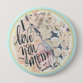 私はあなたのお母さかわいらしん水の色の緑の任意の名前 缶バッジ