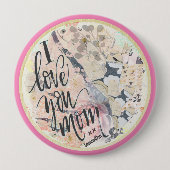 私はあなたのお母さかわいらしん水色ホットピンク任意の名前 缶バッジ (正面)