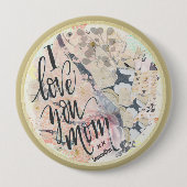 私はあなたのお母さかわいらしん水色金ゴールド任意の名前 缶バッジ (正面)