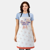 私はあなたのお母さんかわいいリボンパープルオレンジピーチ大好き エプロン (着用した状態)