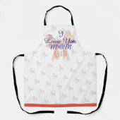 私はあなたのお母さんかわいいリボンパープルオレンジピーチ大好き エプロン (正面)