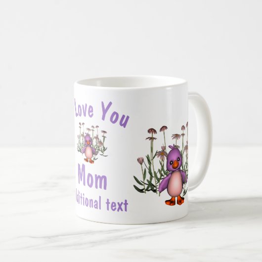 私はあなたのお母さんかわいい鳥と花が大好きパーソナライズされた コーヒーマグカップ (正面右)