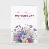 私はあなたのお母さんカスタムが大好き水彩野花 カード (正面)