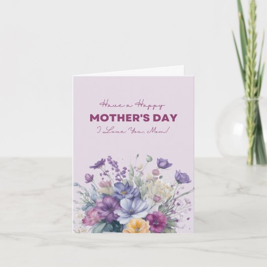 私はあなたのお母さんカスタムが大好き水彩野花 シーズンカード (正面)