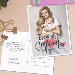 私はあなたのお母さんハートタイポグラフィ母の日の写真が大好き ポストカード