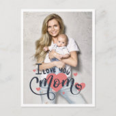 私はあなたのお母さんハートタイポグラフィ母の日の写真が大好き ポストカード (正面)