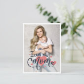 私はあなたのお母さんハートタイポグラフィ母の日の写真が大好き ポストカード (スタンド正面)