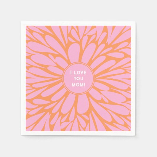 私はあなたのお母さんフローラバーストパステルオレンジピンク スタンダードカクテルナプキン (正面)