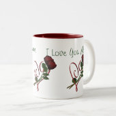 私はあなたのお母さん赤いバラハートコーヒーマグ ツートーンマグカップ (正面右)