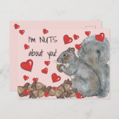 私はあなたのかわいいリス、ハートバレンタイン シーズンポストカード (正面/裏面)