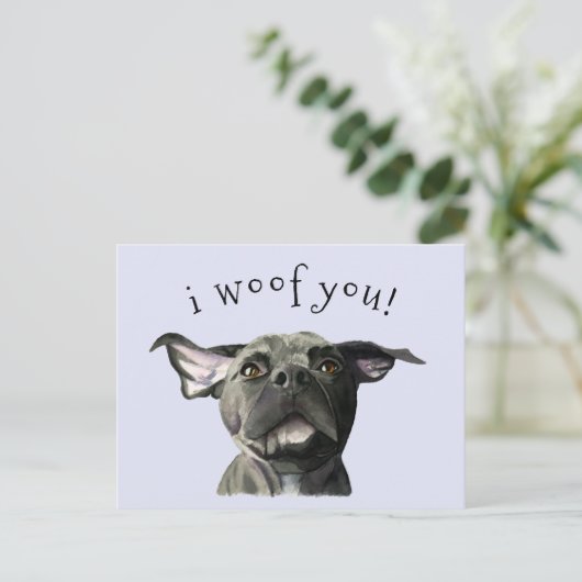 私はあなたのかわいい黒いピットブル犬 ポストカード (スタンド正面)