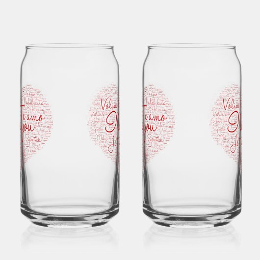 私はあなたのことばクラウド赤いハートバレンタインデーが大好き ガラス缶 (左)