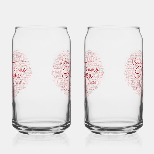 私はあなたのことばクラウド赤いハートバレンタインデーが大好き ガラス缶 (右)