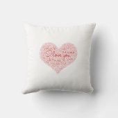 私はあなたのことばクラウド赤いハートバレンタインデーが大好き クッション (裏面)