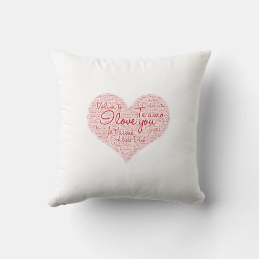 私はあなたのことばクラウド赤いハートバレンタインデーが大好き クッション (裏面)