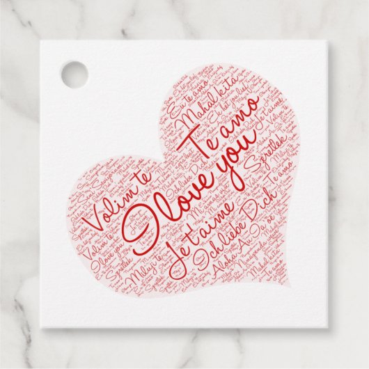 私はあなたのことばクラウド赤いハートバレンタインデーが大好き フェイバータグ (正面)