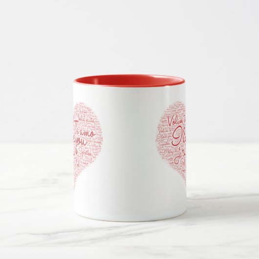 私はあなたのことばクラウド赤いハートバレンタインデーが大好き マグカップ (中央)