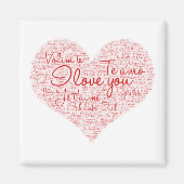 私はあなたのことばクラウド赤いハートバレンタインデーが大好き マグネット (正面)