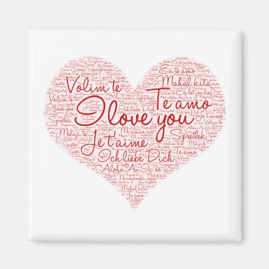 私はあなたのことばクラウド赤いハートバレンタインデーが大好き マグネット (正面)