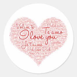 私はあなたのことばクラウド赤いハートバレンタインデーが大好き ラウンドシール