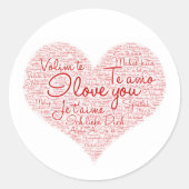 私はあなたのことばクラウド赤いハートバレンタインデーが大好き ラウンドシール (正面)