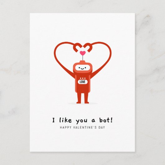 私はあなたのことをボットハッピーバレンタインデーが好き シーズンポストカード (正面)
