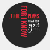 私はあなたのために持っている計画を知っているエレミヤ29 11 ラウンドシール (正面)