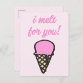 私はあなたのために溶ける – ロマンチックなアイスクリームコーン ポストカード (正面/裏面)