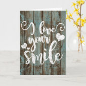 私はあなたのスマイル素朴ウッドチョークタイポグラフィ カード (黄色い花)