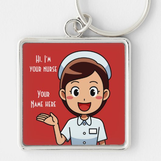 私はあなたのナース（2.00インチ）プレミアムスクエアキーチェーン キーホルダー (正面)