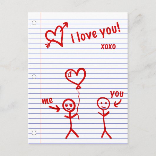 私はあなたのノートブック紙のスケッチが大好きです ポストカード (正面)