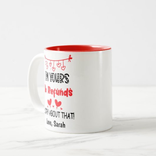 私はあなたのバレンタイン・ボーイフレンおもしろいドに返金しない  ツートーンマグカップ (正面左)