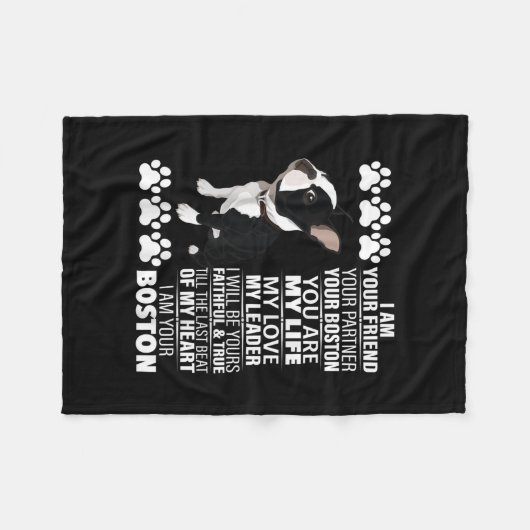 私はあなたのパートナーあなたのボストンテリアの友人である フリースブランケット (正面(横))