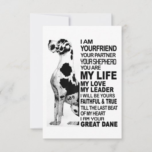 私はあなたのパートナーあなたの犬グレート・ダンあなたの友人 出欠カード (裏面)