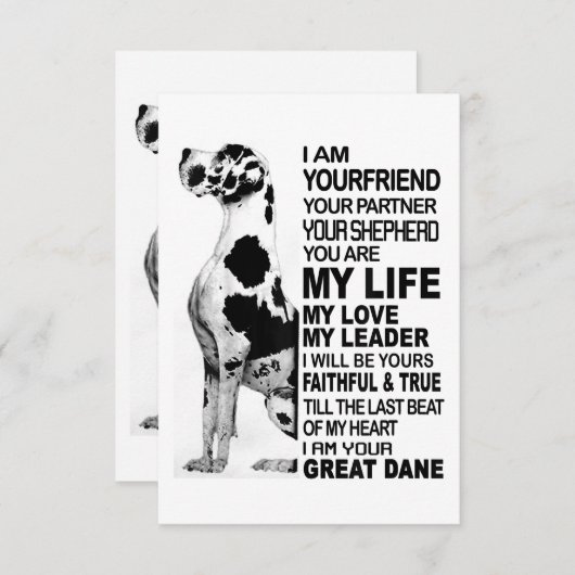 私はあなたのパートナーあなたの犬グレート・ダンあなたの友人 出欠カード (正面/裏面)