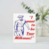 私はあなたのミルクマンでありたいおもしろいヴィンテージ ポストカード (スタンド正面)