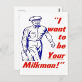 私はあなたのミルクマンでありたいおもしろいヴィンテージ ポストカード (正面/裏面)