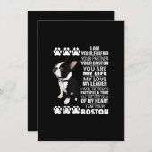 私はあなたの友人あなたのパートナーあなたのボストンテリア サンキューカード (正面/裏面)