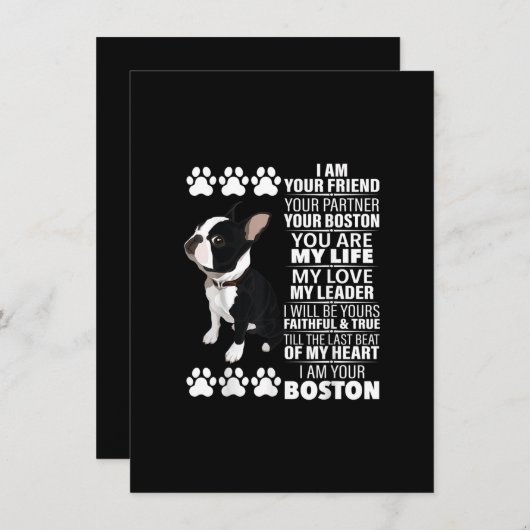 私はあなたの友人あなたのパートナーあなたのボストンテリア サンキューカード (正面/裏面)