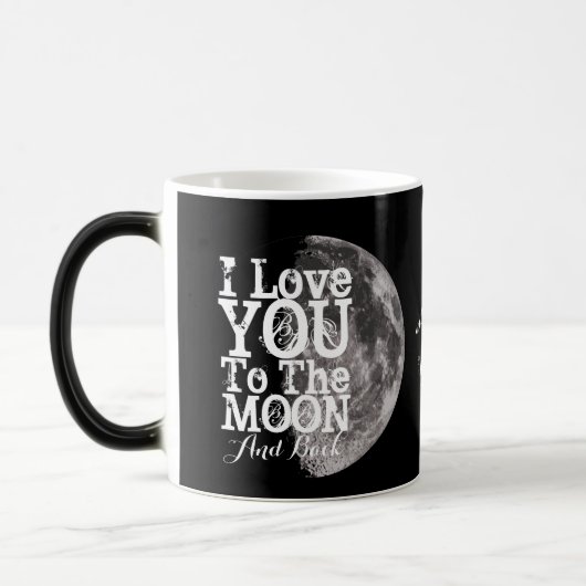 私はあなたの名前の月そして背部に愛します モーフィングマグカップ (左)