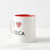 私はあなたの名前をハート |カスタマイズするギフト ツートーンマグカップ (正面左)