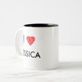 私はあなたの名前をハート |カスタマイズするギフト ツートーンマグカップ (正面左)