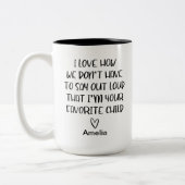 私はあなたの子どもの親お気に入りのが好おもしろいき ツートーンマグカップ (左)