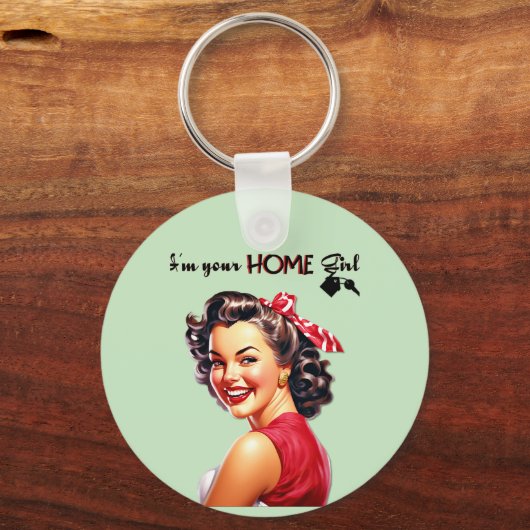私はあなたの家の女の子エステート実在レトロガールアート キーホルダー (正面)